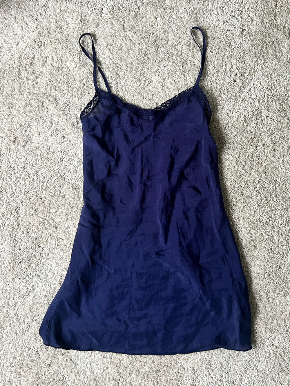 Johnny Was - Navy Lace-Trim Slip Dress